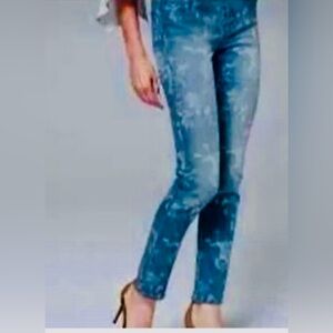 White House Black Market Floral Blue Mid-rise Ankle Jeans - Sz 10!!